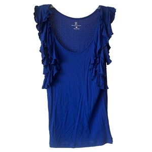 new york and company Blue Ruffled Sleeveless Top y2k